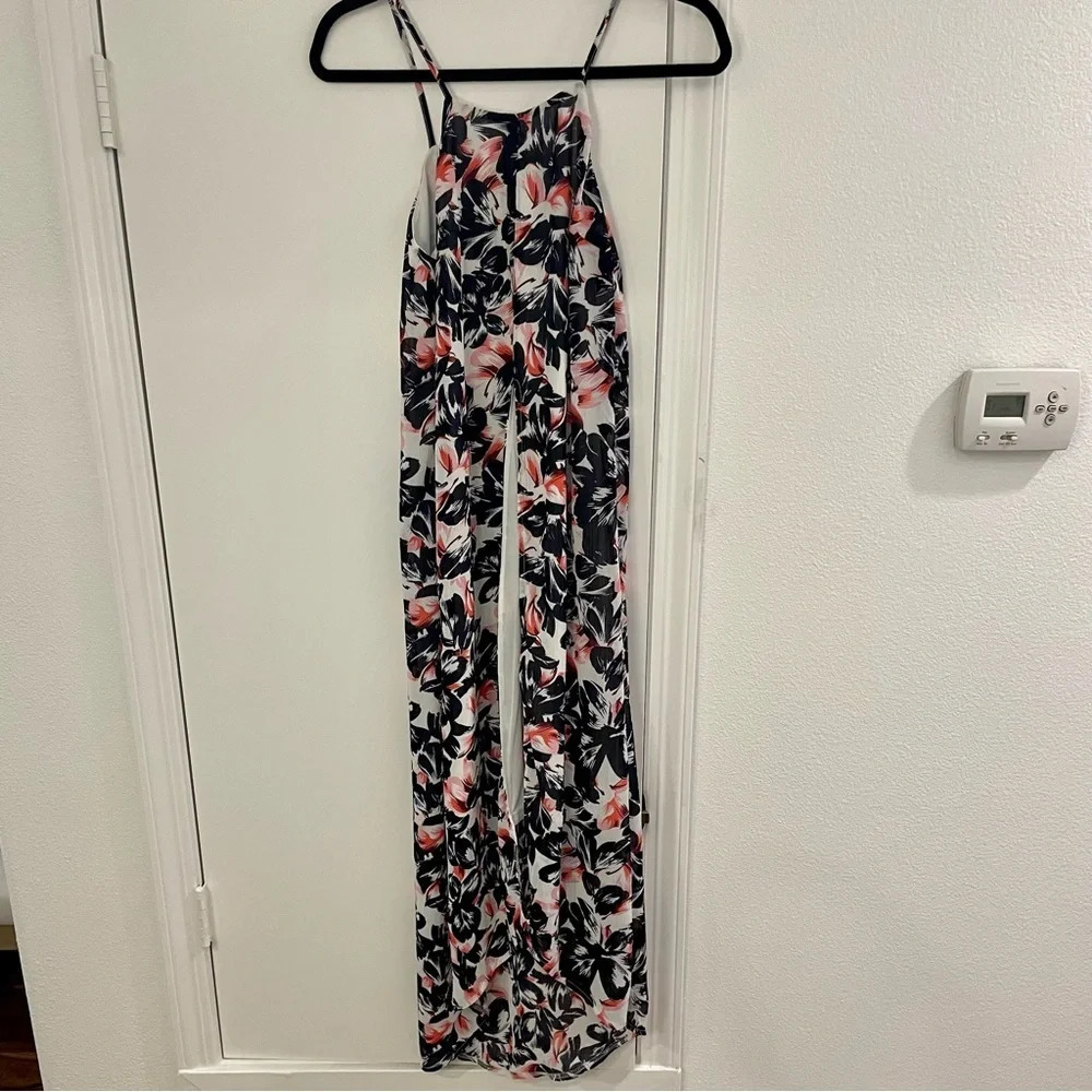 MISSGUIDED Floral Print Coverup Maxi Dress Black & White Split Sleeveless Size 4